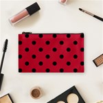 Polka Dots - Black on Cardinal Red Cosmetic Bag (S)