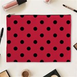 Polka Dots - Black on Cardinal Red Cosmetic Bag (XL)