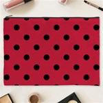 Polka Dots - Black on Cardinal Red Cosmetic Bag (XXXL)