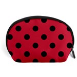 Polka Dots - Black on Cardinal Red Accessory Pouch (Large)
