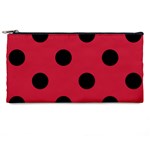 Polka Dots - Black on Cardinal Red Pencil Case
