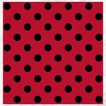 Polka Dots - Black on Cardinal Red Canvas 20  x 20 