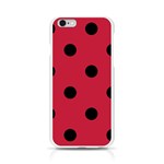Polka Dots - Black on Cardinal Red Apple iPhone 6/6S Silicone Case (Transparent)