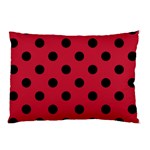 Polka Dots - Black on Cardinal Red Pillow Case (One Side)