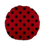 Polka Dots - Black on Cardinal Red Standard 15  Premium Round Cushion