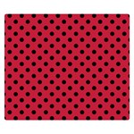Polka Dots - Black on Cardinal Red Double Sided Flano Blanket (Small)