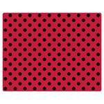Polka Dots - Black on Cardinal Red Double Sided Flano Blanket (Medium)