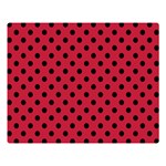 Polka Dots - Black on Cardinal Red Double Sided Flano Blanket (Large)