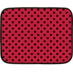 Polka Dots - Black on Cardinal Red Fleece Blanket (Mini)