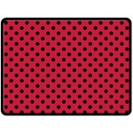 Polka Dots - Black on Cardinal Red Double Sided Fleece Blanket (Large) (Two Sides)
