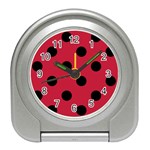 Polka Dots - Black on Cardinal Red Desk Alarm Clock