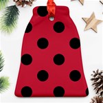 Polka Dots - Black on Cardinal Red Bell Ornament (Two Sides)