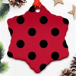 Polka Dots - Black on Cardinal Red Ornament (Snowflake)