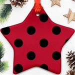 Polka Dots - Black on Cardinal Red Ornament (Star)