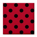 Polka Dots - Black on Cardinal Red Tile Coaster