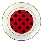 Polka Dots - Black on Cardinal Red Porcelain Plate