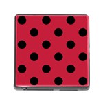 Polka Dots - Black on Cardinal Red Memory Card Reader (Square)