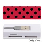 Polka Dots - Black on Cardinal Red Memory Card Reader (Stick)