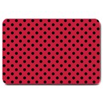 Polka Dots - Black on Cardinal Red Large Doormat