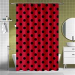 Polka Dots - Black on Cardinal Red Shower Curtain 48  x 72  (Small)