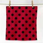 Polka Dots - Black on Cardinal Red Face Towel