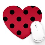 Polka Dots - Black on Cardinal Red Heart Mousepad