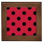 Polka Dots - Black on Cardinal Red Framed Tile