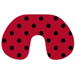 Polka Dots - Black on Cardinal Red Travel Neck Pillow