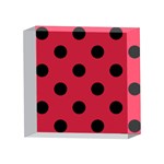 Polka Dots - Black on Cardinal Red 4 x 4  Acrylic Photo Block