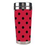 Polka Dots - Black on Cardinal Red Stainless Steel Travel Tumbler