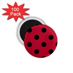 Polka Dots - Black on Cardinal Red 1.75  Magnet (100 pack)