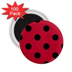 Polka Dots - Black on Cardinal Red 2.25  Magnet (100 pack)