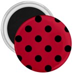 Polka Dots - Black on Cardinal Red 3  Magnet
