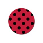 Polka Dots - Black on Cardinal Red Magnet 3  (Round)