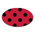 Polka Dots - Black on Cardinal Red Magnet (Oval)