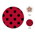 Polka Dots - Black on Cardinal Red Playing Cards (Round)