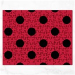 Polka Dots - Black on Cardinal Red Jigsaw Puzzle (Rectangular)