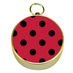 Polka Dots - Black on Cardinal Red Gold Compass