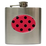 Polka Dots - Black on Cardinal Red Hip Flask (6 oz)