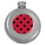 Polka Dots - Black on Cardinal Red Hip Flask (5 oz)