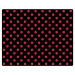 Polka Dots - Cardinal Red on Black Double Sided Flano Blanket (Medium)