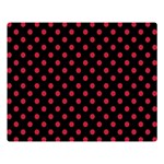 Polka Dots - Cardinal Red on Black Double Sided Flano Blanket (Large)