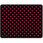 Polka Dots - Cardinal Red on Black Double Sided Fleece Blanket (Medium) (Two Sides)