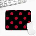Polka Dots - Cardinal Red on Black Small Mousepad
