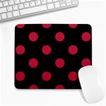 Polka Dots - Cardinal Red on Black Large Mousepad