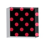Polka Dots - Cardinal Red on Black 4 x 4  Acrylic Photo Block
