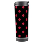 Polka Dots - Cardinal Red on Black Travel Tumbler