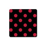 Polka Dots - Cardinal Red on Black Magnet (Square)