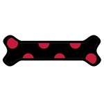 Polka Dots - Cardinal Red on Black Magnet (Dog Bone)