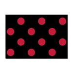 Polka Dots - Cardinal Red on Black Sticker A4 (10 pack)